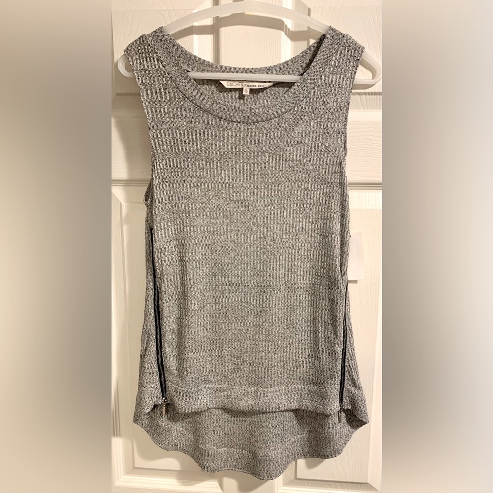 Rachel Roy Heather Gray High-Low Zippered sleeveless Sweater Vest size XS